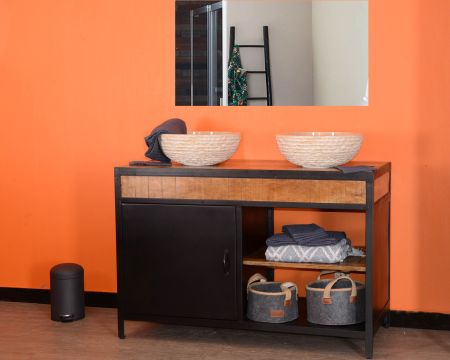 Meuble de salle de bain métal et bois 120 cm "Atelier"