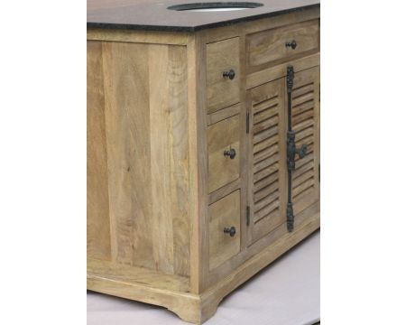 Meuble de salle de bain avec vasque et poignée crémone "Persienne"