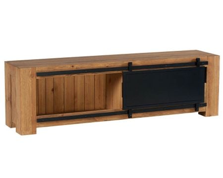 Meuble TV métal et bois avec porte coulissante 180cm "Cooper" Casita