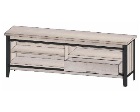 Grand meuble TV bois et métal style manufacture "Breeze" 1 porte