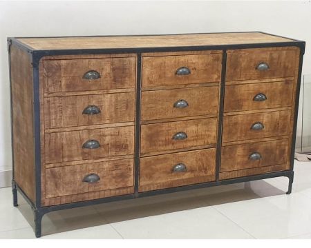 Meuble de rangement style apothicaire "Emil" 2 portes et 4 tiroirs
