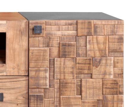 Meuble TV 145 cm en métal et acacia massif "Queens"