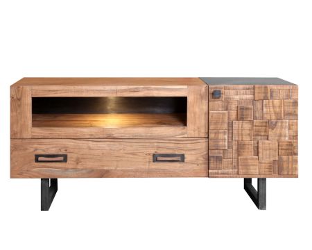 Meuble TV 145 cm en métal et acacia massif "Queens"