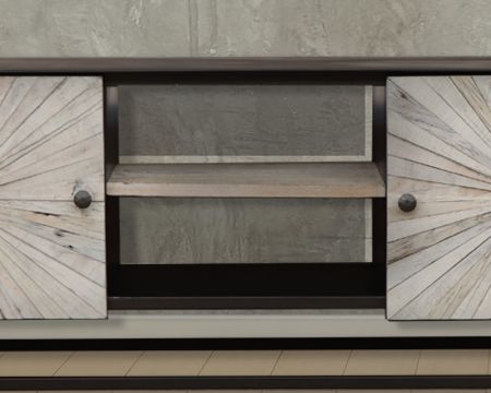 Meuble tv 2 portes et 2 niches métal et bois 140 "Bristlecone"