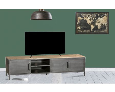 Meuble TV plasma industriel 180 "Dowtoun" métal gris