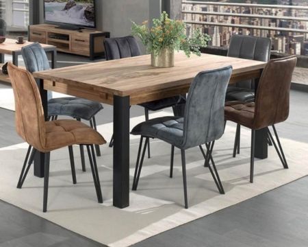 Table à manger moderne en chêne et métal extensible "Catane" 150 cm