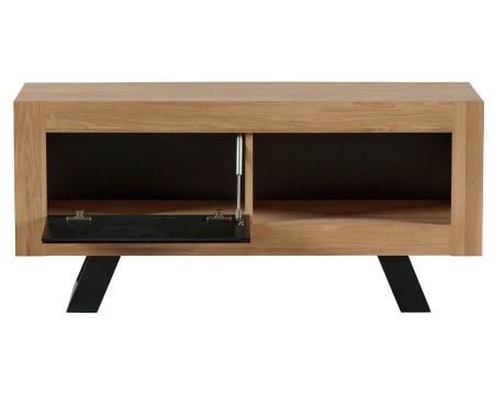 Meuble TV design en bois de chêne massif bicolore "Davos"