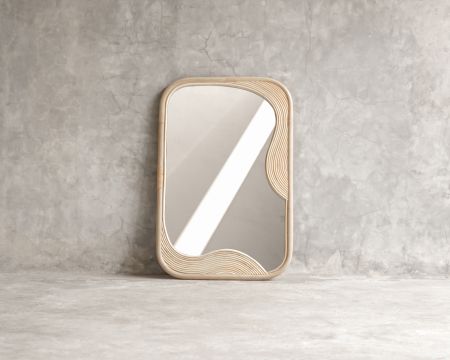 Grand miroir 180x70 cm cadre en rotin "Solira" motif et design organique