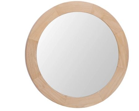 Miroir rond 60 cm de diamètre et cadre en teck