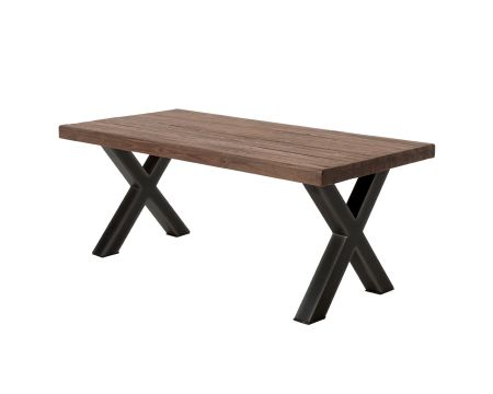 Table à manger en teck massif recyclé et pieds métal 180 cm "Oregon"