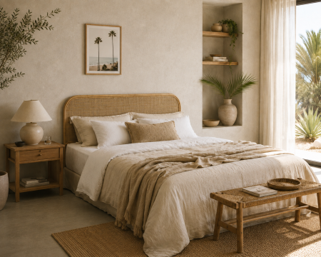 Tête de lit en rotin style naturel et épuré "Solira" 160 cm