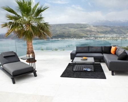 Bain de soleil haut de gamme anthracite tissu Sunbrella "Nusa Pedina"