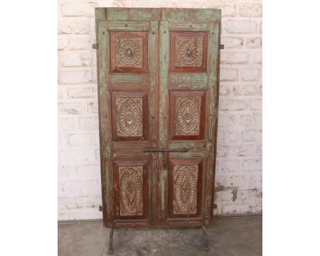 Panneau de décoration style indien bois patiné massif "Vieille Porte"