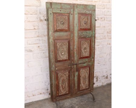 Panneau de décoration style indien bois patiné massif "Vieille Porte"