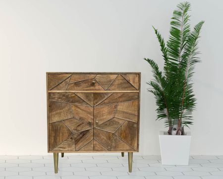 Petit buffet en manguier effet patchwork "Automne"