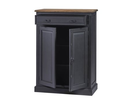 Buffet haut shabby chic black en teck massif "Timeless"