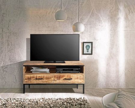 Petit meuble télé style factory en bois avec piétement aérien "Mango"