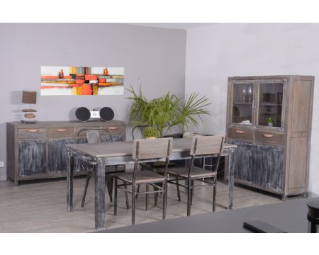 Table 180 cm métal et manguier massif "Brooklyn"