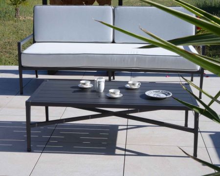 Table basse rectangulaire style classique chic en aluminium "Chambord"