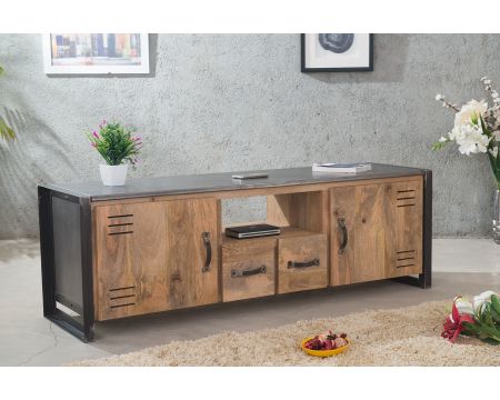 Meuble TV métal et bois industriel 190cm "New York"