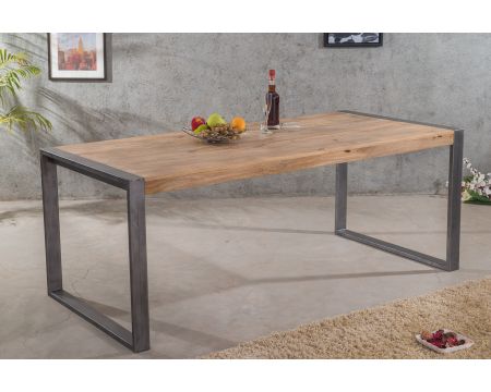 Table à manger industrielle métal et bois 200cm "New York"