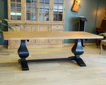 Grande table de repas 8/10 places style chic noire et bois "Legacy"