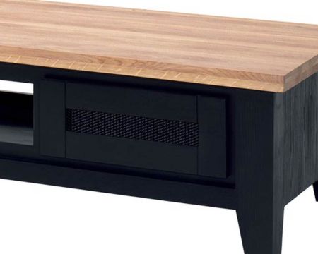 Table de salon rectangulaire moderne noire et teinte bois « Ashland »