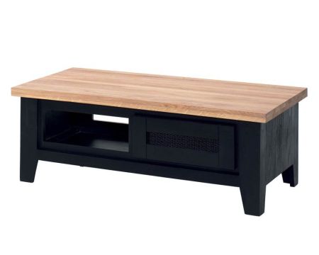 Table de salon rectangulaire moderne noire et teinte bois « Ashland »