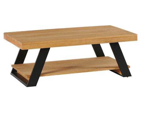 Table basse scandinave en bois massif avec double plateau "Cardiff"