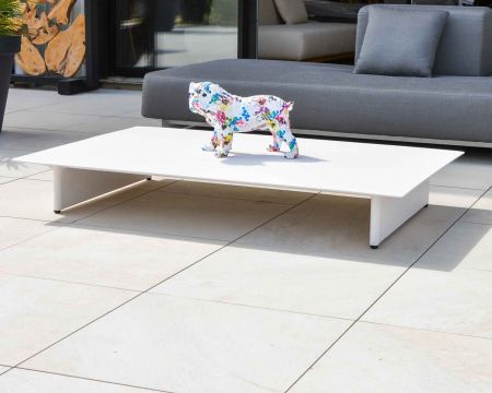 Table basse en aluminium blanc "Matara" format rectangulaire