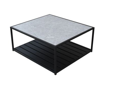 Table basse noire plateau céramique "Terrasse"