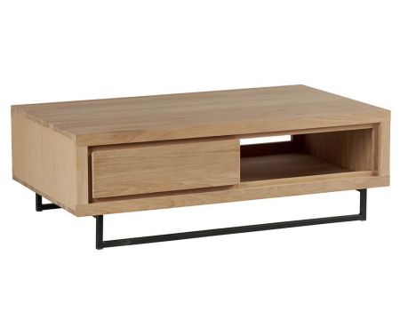 Table basse bois et métal style moderne 1 tiroir 1 niche « Ripley »