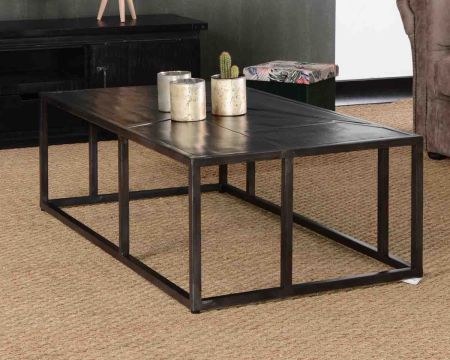 Table basse noire industrielle rectangulaire 130 cm "Caractère"