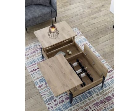 Table de salon moderne avec plateaux élévateurs "Breeze" retour gauche