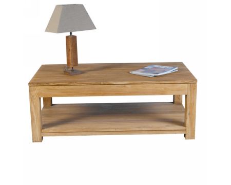 Table basse double plateaux teck massif brossé  "Bornéo" Casita 
