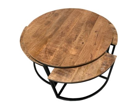 Table ronde en bois de manguier et métal avec tabourets "Tom"