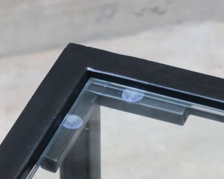 Table basse métal et verre carrée 85 cm "Black Cook"