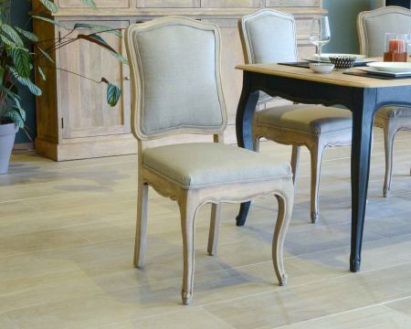 Lot de 2 chaises de repas chics intemporelles bois et tissu "Legacy"