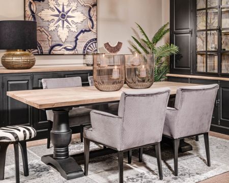 Table à dîner Shabby Chic Black bois de Damar et teck "Timeless" 260cm
