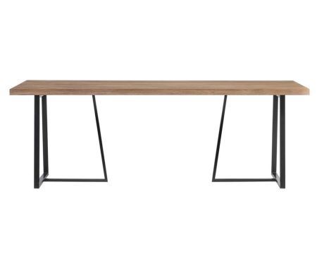 Table à manger design métal noir et teck recyclé "Square" 250cm