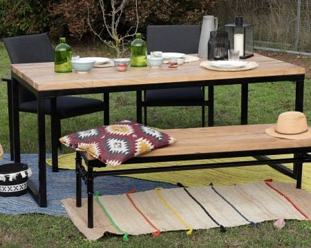 Grande table à manger industrielle en bois et métal "Garden"