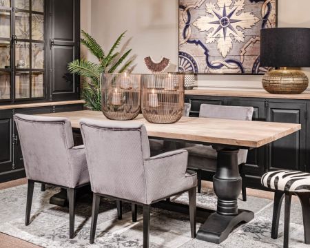 Table de repas noire en bois style Shabby Chic Black "Timeless" 220 cm