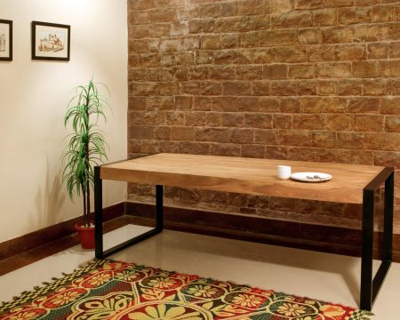 Table de repas rectangulaire style industriel bois et métal "Montréal"