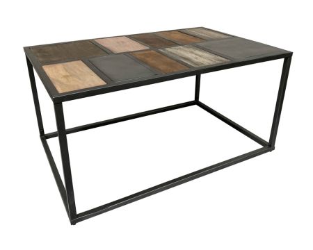 Table basse rectangulaire métal et bois piétement aérien "Camaïeu"