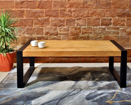 Table basse rectangle de style industriel métal et bois "Montréal"
