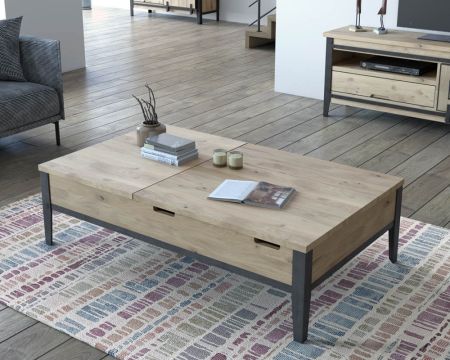 Table de salon moderne avec plateaux élévateurs "Breeze" retour gauche