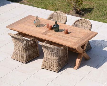 Table de repas en bois de teck recyclé 6/8 personnes "Balangan Beach" 200 cm