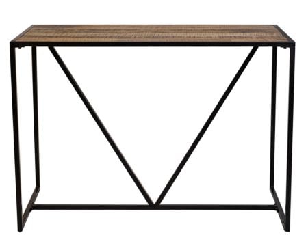 Table de Bar Hinsk Table Haute Rectangulaire de Repas Acier et Bois Mange  Debout 4/6 Personnes 60x93x120cm - L'Héritier du Temps