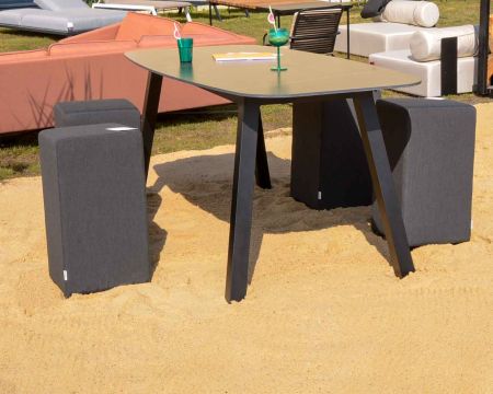 Table haute style vintage céramique noire L. 240 cm "Madura Island"