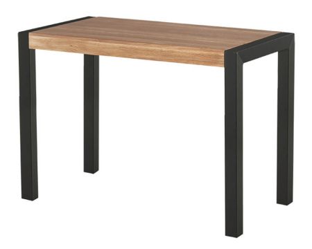Table haute chêne massif et métal noir laqué style indus "Catane"